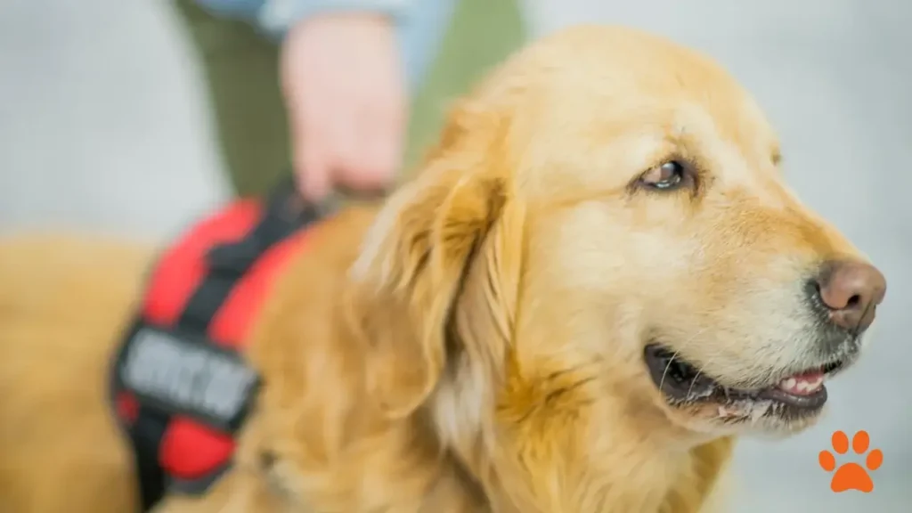 A Golden Retriever working as a guide dog for the blind (1)