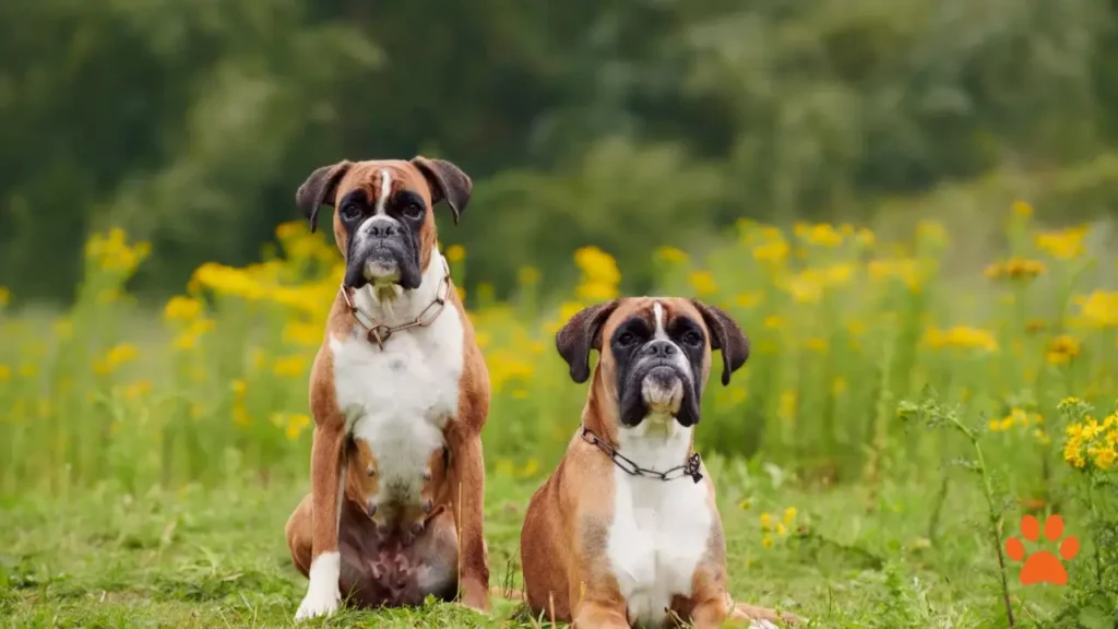two loving, friendly and playful boxer dogs (1)